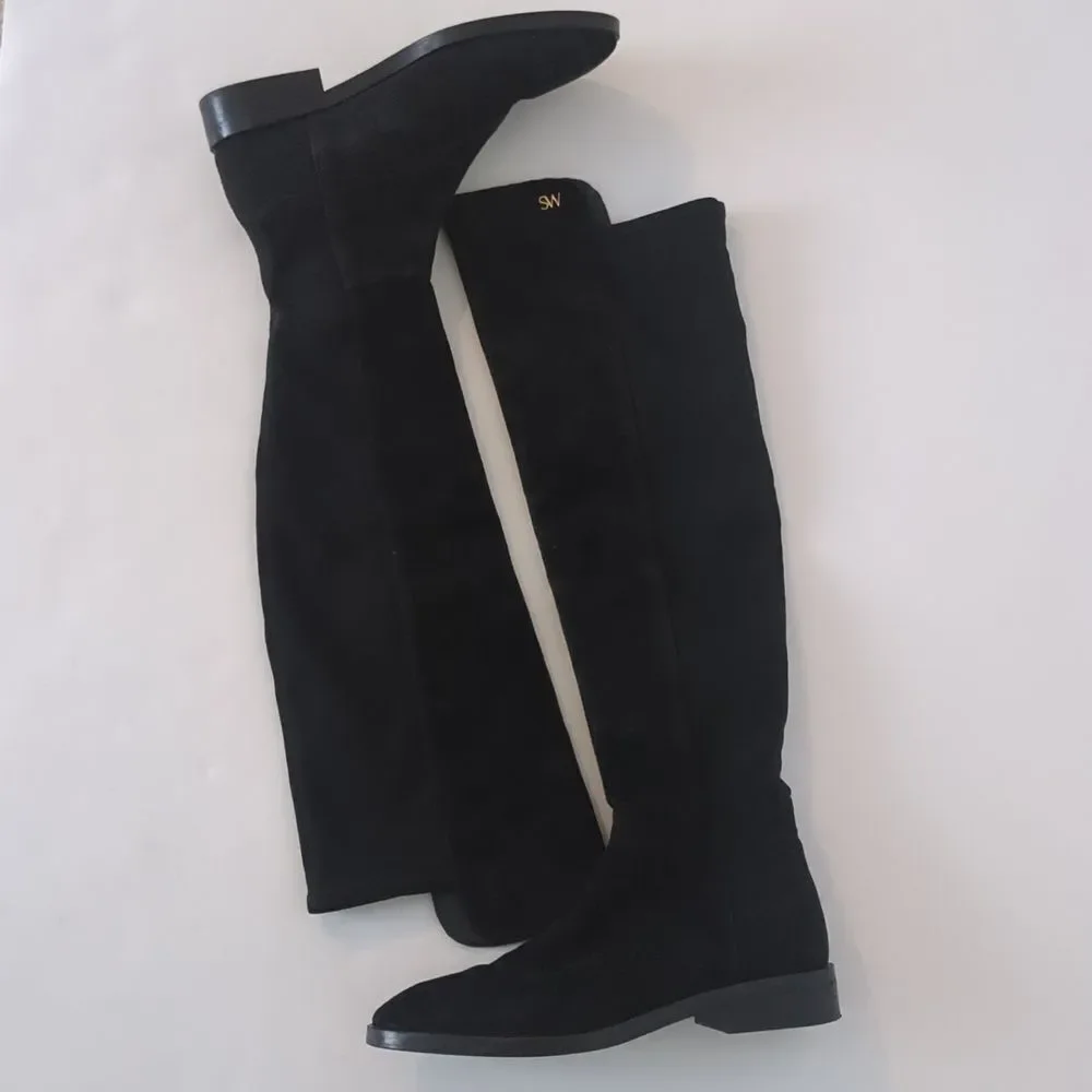 Stuart Weitzman Keelan Over-The-Knee Boot Black Suede Size 8.5